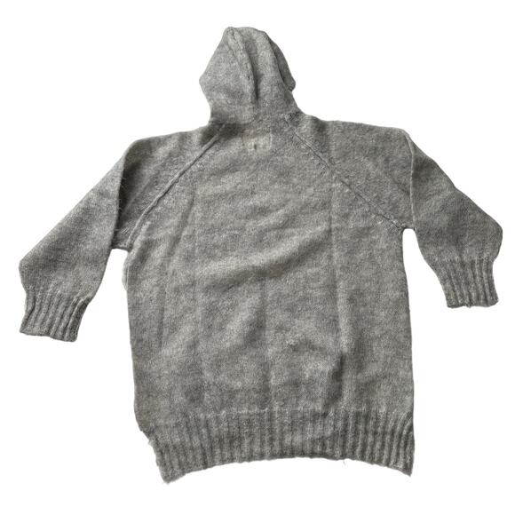 V::Room Japan Mohair Wool Hooded Kangaroo Pocket Gray Pullover Sweater size 1 - Picture 2 of 10
